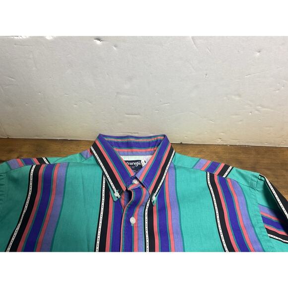 Vintage Wrangler Brushpopper Western Striped Button Up X-Long Tails 17x36 USA - Picture 6 of 15